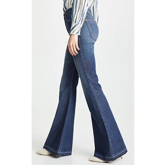 Alice + Oliva Beautiful High Rise Crop Bell Jean Born To Run Distress - Picture 5 of 13